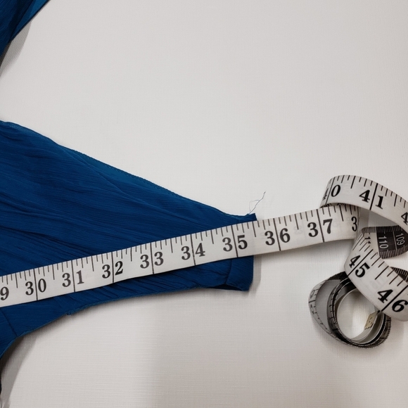 J Crew Silk Dress Lined V Neck Back Sleeveless Teal Blue Size 12 Petite - Picture 12 of 15